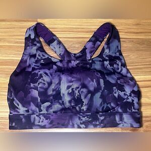 Athleta Ultimate Printed Sports Bra purple floral pattern Size XS